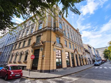 Corner building at Palackého and Kúpeľná streets – street view